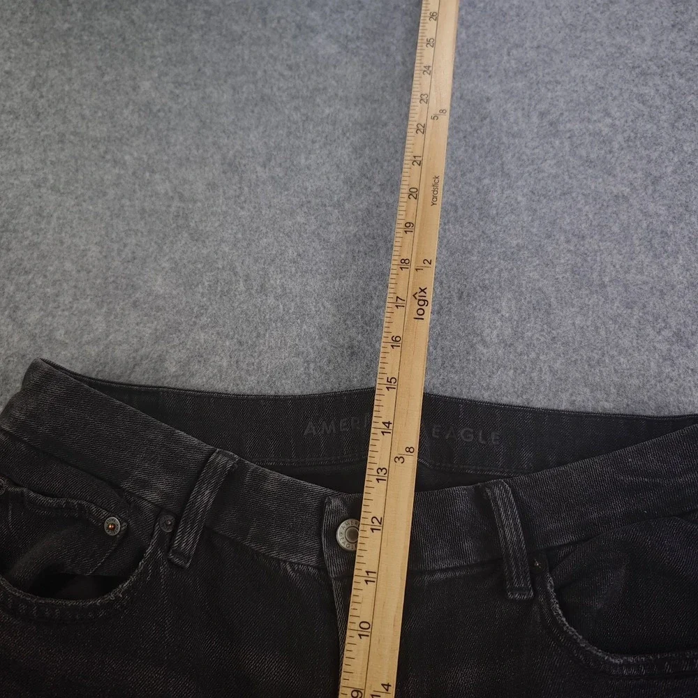 American Eagle Super Curvy High Rise Baggy Wide Leg Jeans Women's 12 Short Black